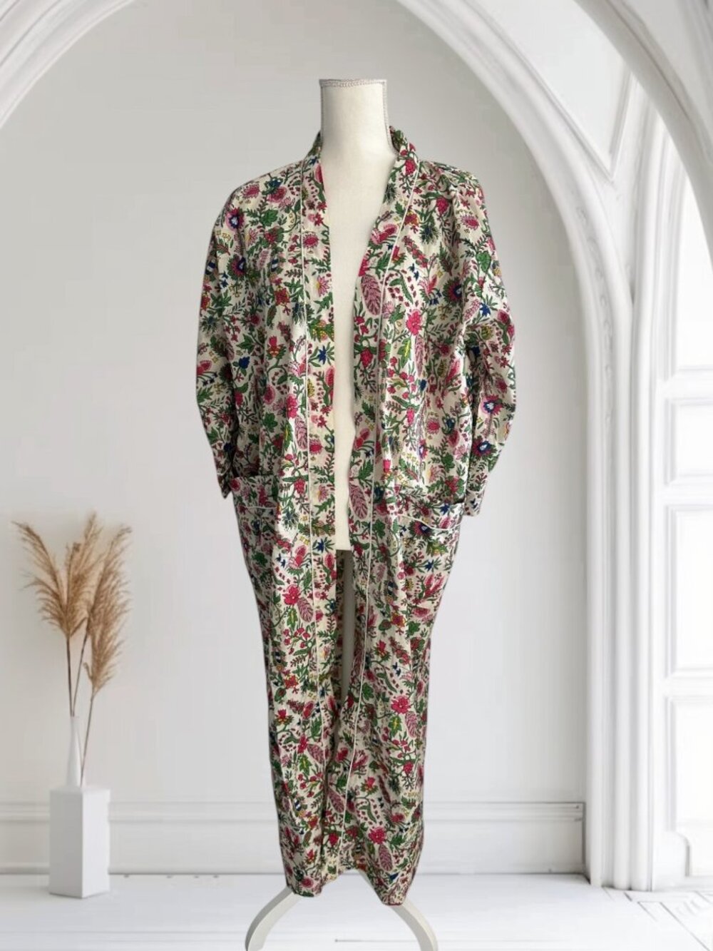 AMRANIS Botanical Print Caftan Robe One Size